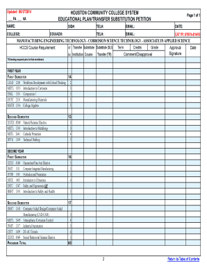 Educational Plan/Transfer Substitution Petition