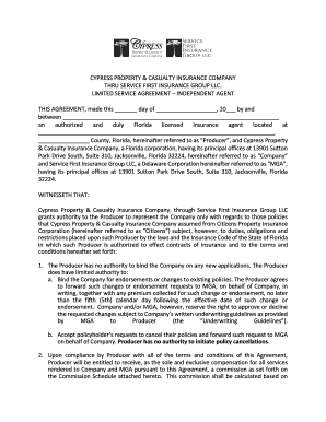 Florida Independent Agent Limited Service Agreement