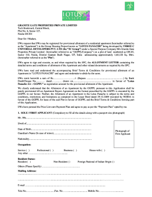 Lotus Panache Residential Apartment Application