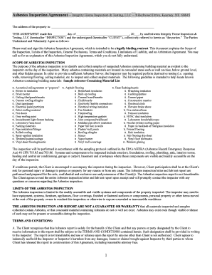 Asbestos Inspection Agreement