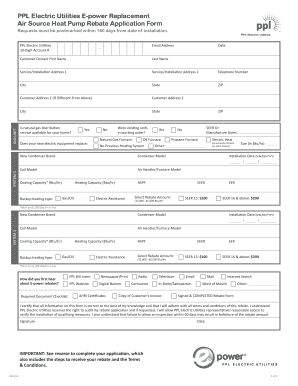 PPL Electric Utilities Air Source Heat Pump Rebate Application