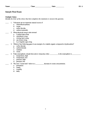 Sample Final Exam