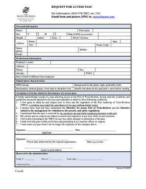 Port of Trois-Rivières Access Pass Request