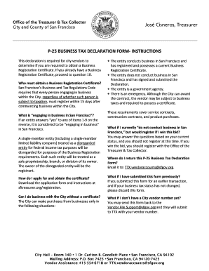 P-25 Business Tax Declaration Form
