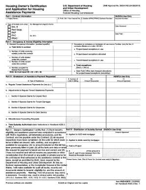 Housing Owner's Certification and Application for HUD Assistance Payments