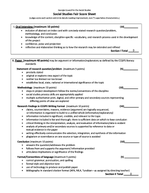 Georgia Social Studies Fair Score Sheet