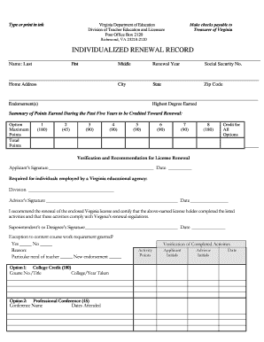 Virginia Teacher License Renewal Form