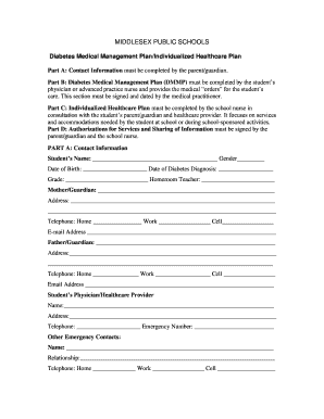 Diabetes Medical Management Plan