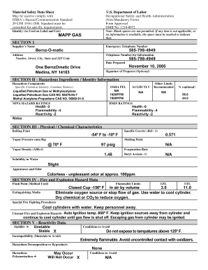 Material Safety Data Sheet for MAPP Gas