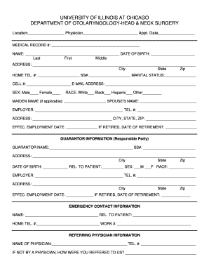 UIC Otolaryngology Patient Registration Form