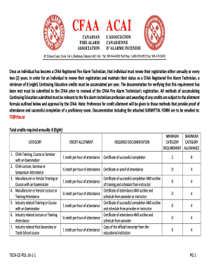 CFAA Fire Alarm Technician Continuing Education Credit Submittal Form