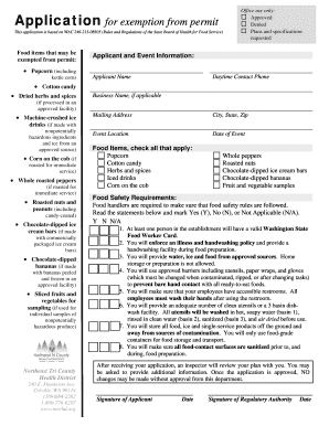 Washington Food Service Permit Exemption Application