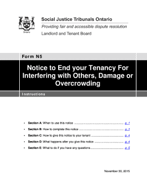 Notice to End Tenancy for Interference, Damage, or Overcrowding