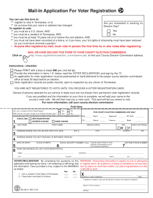 Tennessee Voter Registration Form