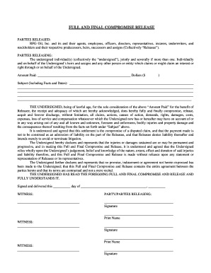 Full and Final Compromise Release