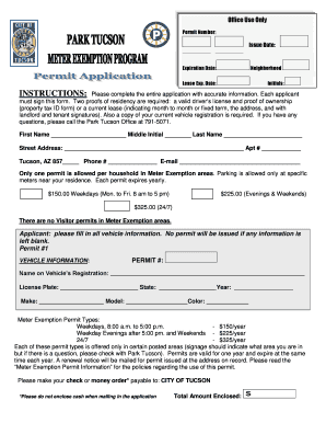 City of Tucson Meter Exemption Permit Application
