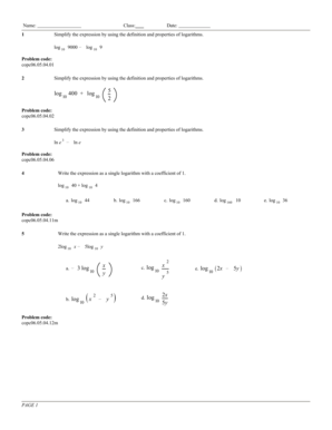 Simplify the expression by using the definition and properties of logarithms - bauerle math ucsc