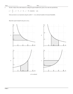 Calculus Volume of Revolution Worksheet