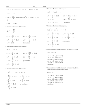 Trigonometry Homework Assignment