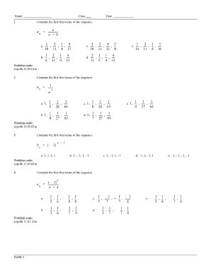 Math Sequence Problems Worksheet