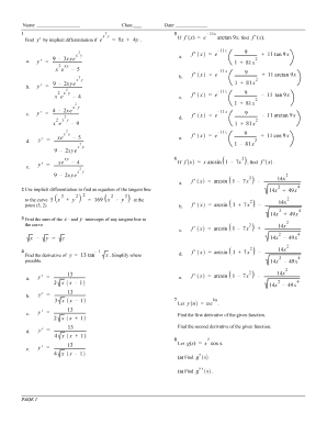 Calculus Homework Assignment