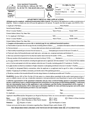Apartment Rental Pre-Application