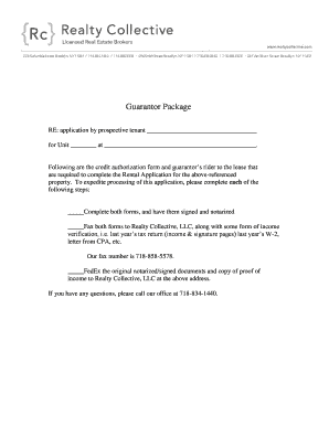 Guarantor Package for Rental Application
