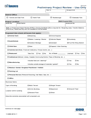 Preliminary Project Review Form