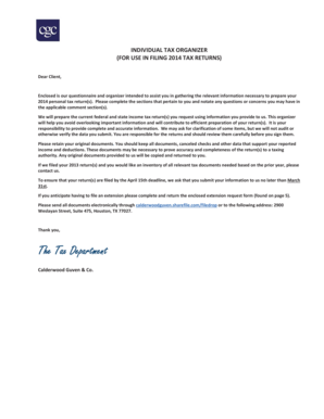 2014 Individual Tax Organizer