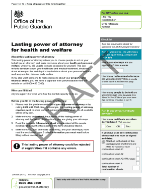 Lasting Power of Attorney for Health and Welfare