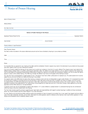 Texas Property Tax Protest Hearing Notice