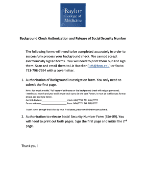 Background Check Authorization and SSN Release Form