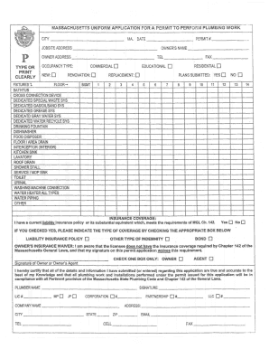 Massachusetts Plumbing Work Permit Application