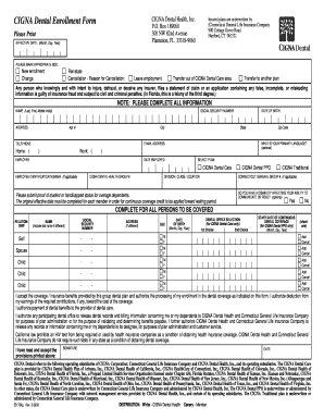 CIGNA Dental Enrollment Form