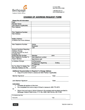 Change of Address Request Form
