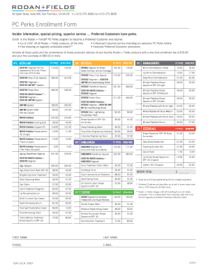 Rodan + Fields PC Perks Enrollment Form