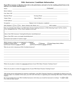 NRA Instructor Training Program Application