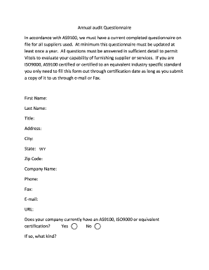Annual Audit Questionnaire