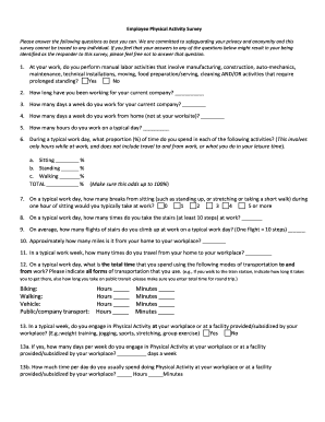 Employee Physical Activity Survey