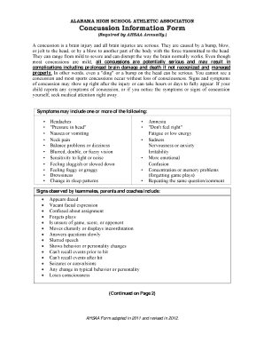 AHSAA Concussion Policy Form