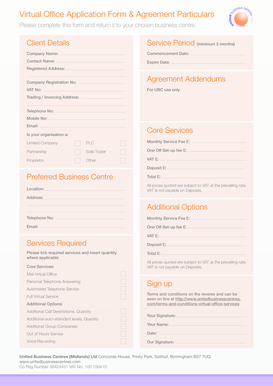 Virtual Office Application Form & Agreement