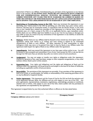 Wells Fargo CEO Online Access Agreement