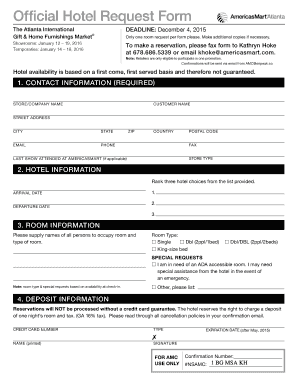 Atlanta International Gift & Home Furnishings Market Hotel Request Form