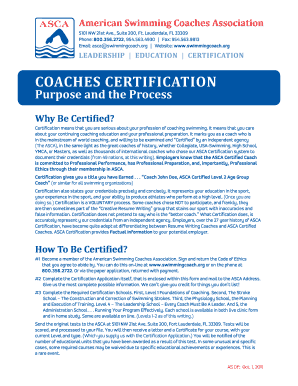 ASCA Coaches Certification Application