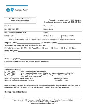Predetermination Request for Facet Joint Denervation