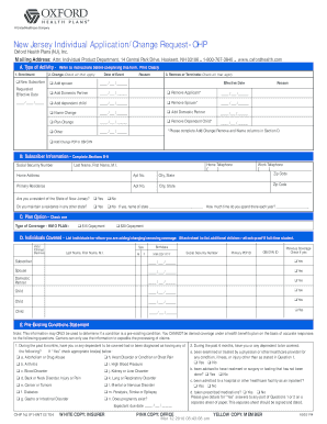 New Jersey Individual Application/Change Request Form