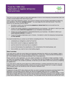 Application to Register Temporary Food Premises (Vic)