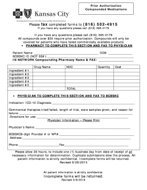 Prior Authorization Form for Compounded Medications
