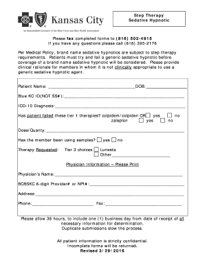 Step Therapy Form for Sedative Hypnotics