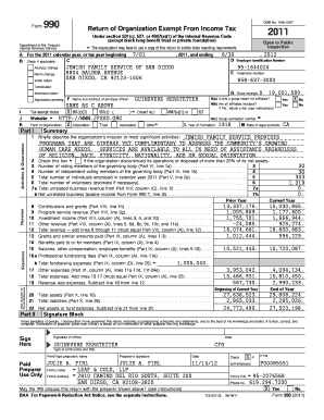Form 990 Return of Organization Exempt From Income Tax 2011